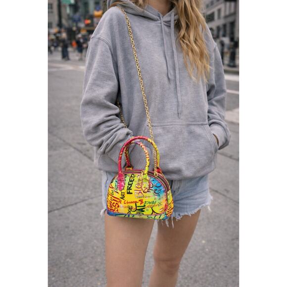 None and/or Unknown Handbags - Neon Colors Graffiti Print Small Crossbody/Handbag, Structured, Versitile